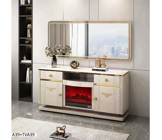 Buffet cheminée avec miroir