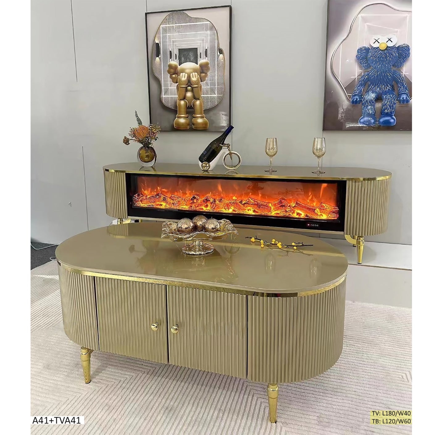 Ensemble table cheminée